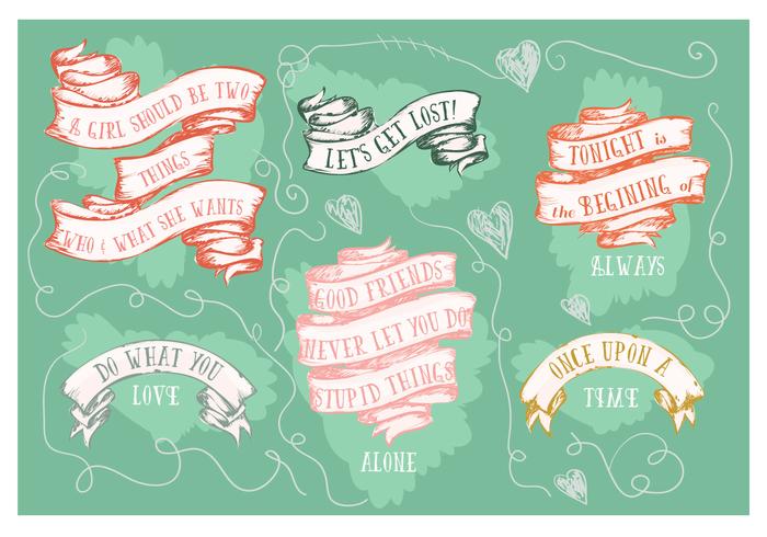 Free Motivational Hand Drawn Ribbons Collection Background vector