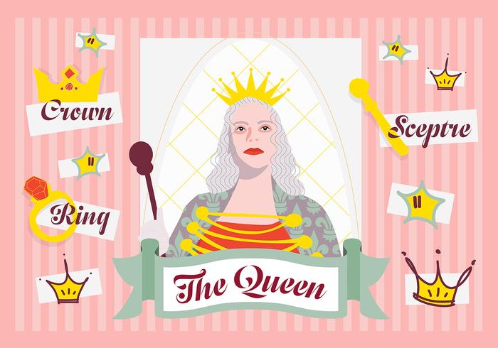 Free Minimal Queen Character Vector Background with Various Elements 