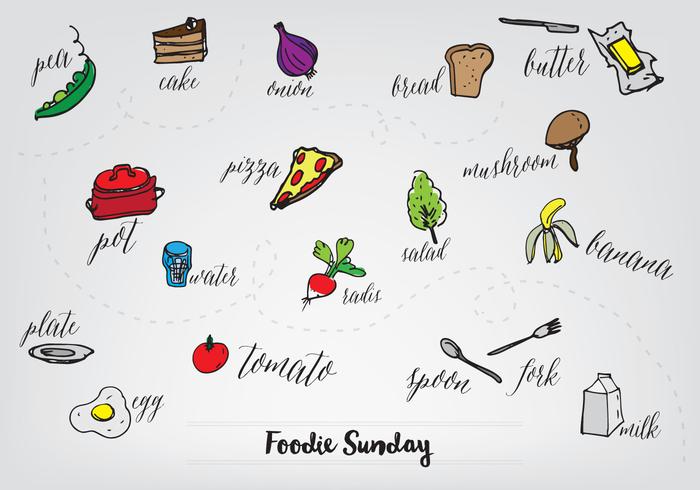 Free Hand Drawn Food Collection Vector Background