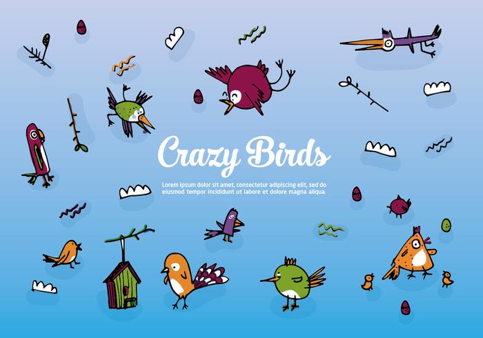 Free Set of Hand Drawn Birds Vector Background