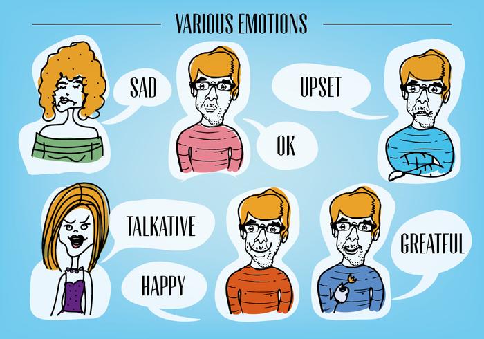 Various Emotion Faces Vector Background