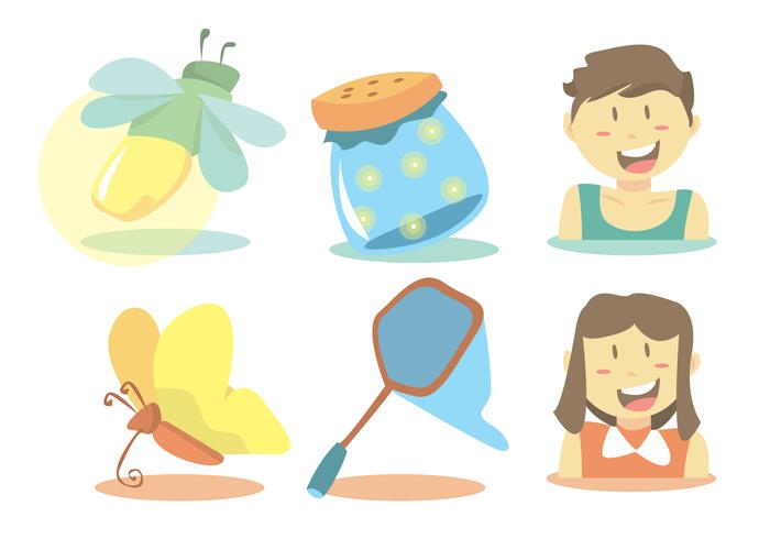Summer Catching Firefly Vector Set Summer Catching Firefly Vector Set