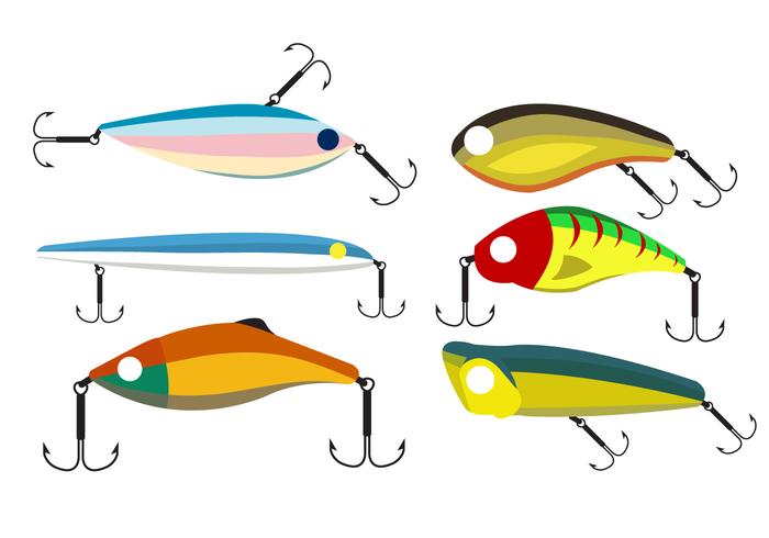 Vector conjunto de señuelos de pesca