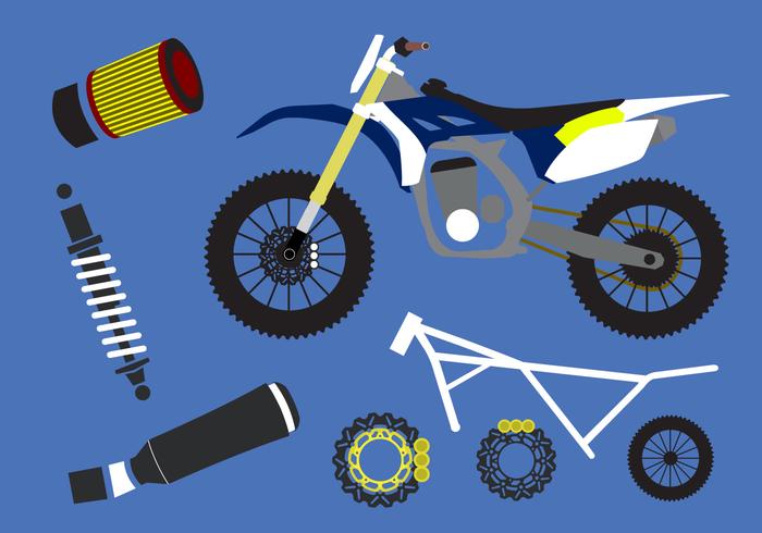 Vector conjunto de elementos de la motocicleta