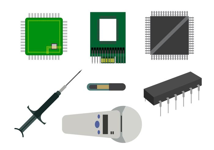 Vector Set of Various Microchips