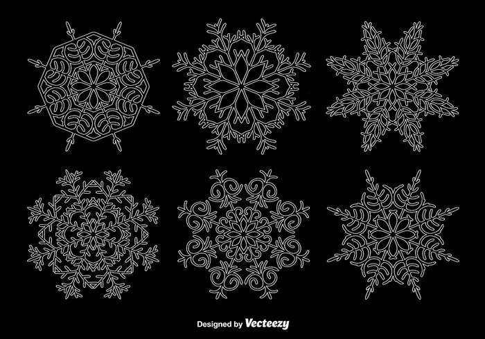 White outline snowflakes vector