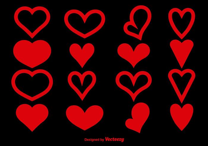 Formas de corazón rojo vector