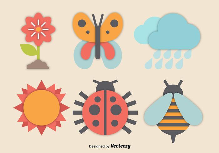 Iconos de colores de primavera vector