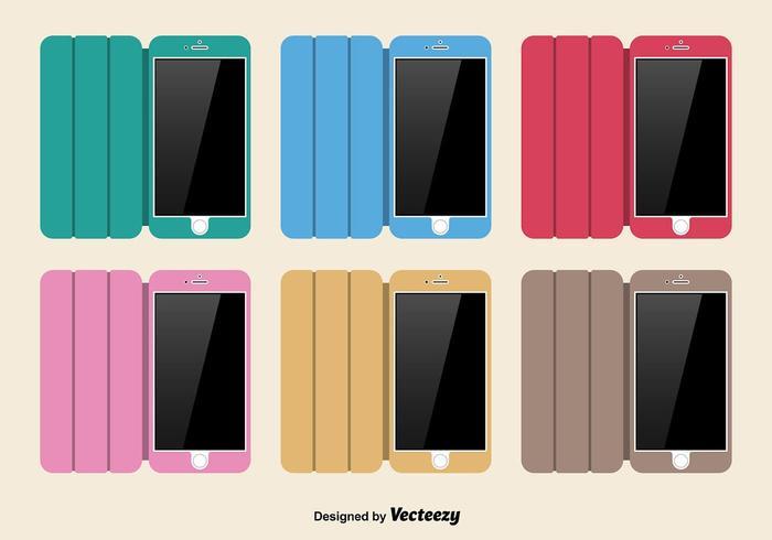 Conjunto de funda de teléfono colorido vector