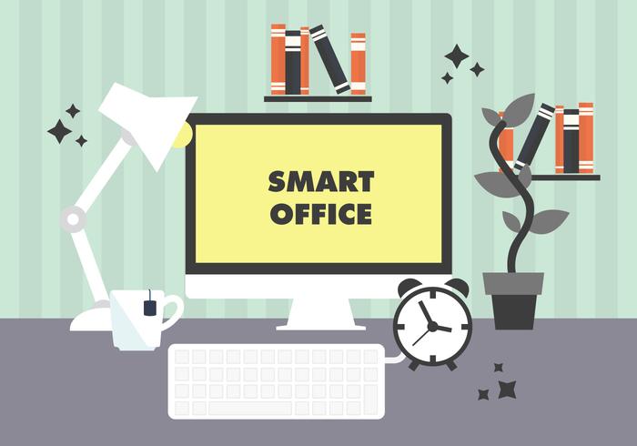 Free Modern Workplace Illustration Vector Free Modern Workplace Illustration Vector