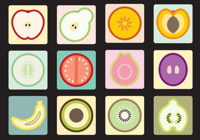 Iconos De Frutas Y Vegetales vector