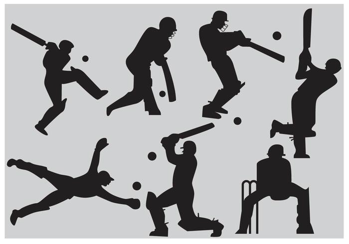 Cricket Player Silhouette Vectors