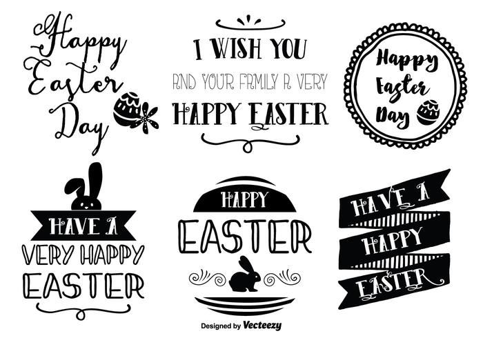 Cute Hand Drawn Style Easter Labels vector