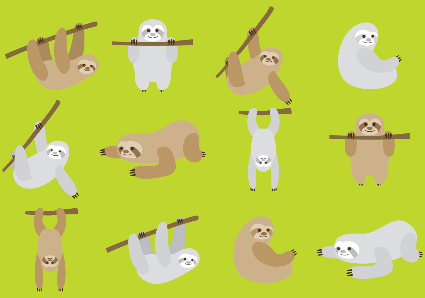Download Cartoon Sloths 103106 Vector Art at Vecteezy