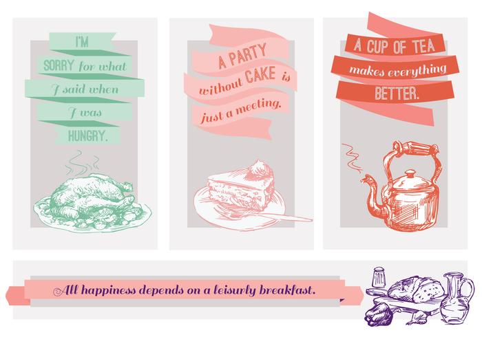 Free Quotes About Food Vector Illustration with Hand Drawn Elements