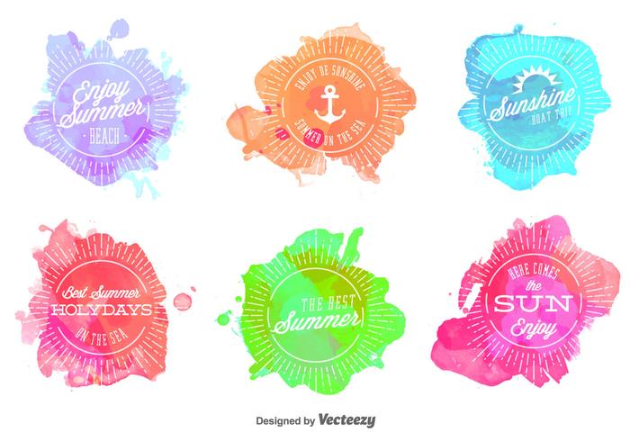 Summer Watercolored Stamps vector