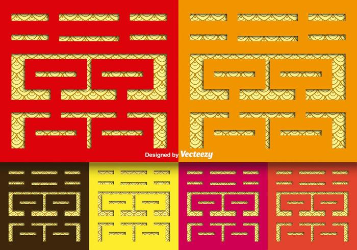 Elementos de doble felicidad vector