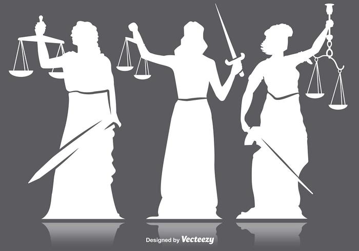 Señora justicia siluetas vector