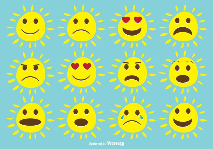 Cute Expressive Sun Set vector