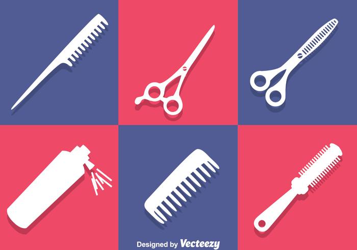 Barber Tools White Icons vector