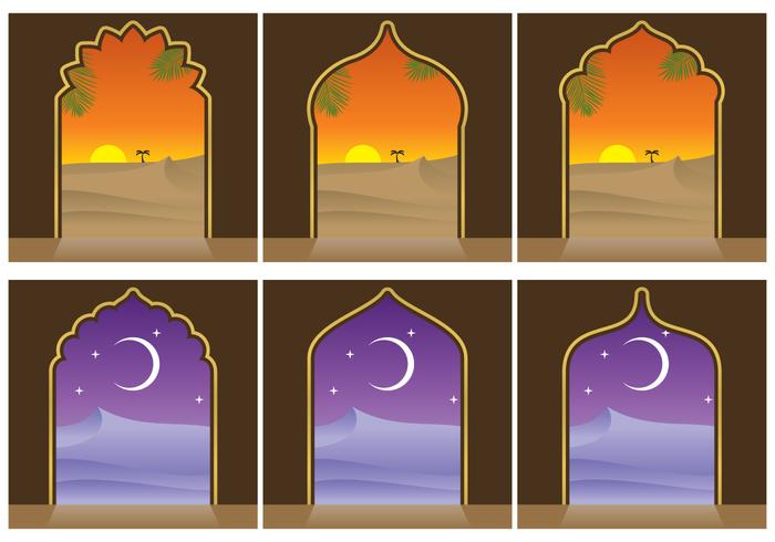 Arabian Landscapes And Door Vectors Arabian Landscapes And Door Vectors