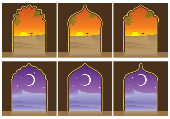 Arabian Landscapes And Door Vectors