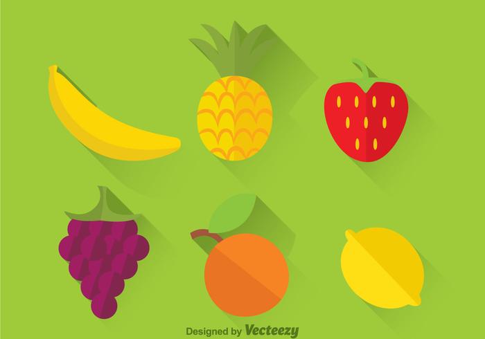 Fresh Tropical Fruits Flat Icons  vector