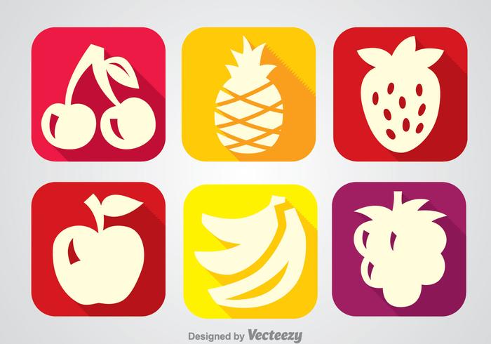 Fruits Long Shadow Icon Vectors