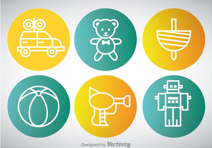 Toys Circle Icons vector