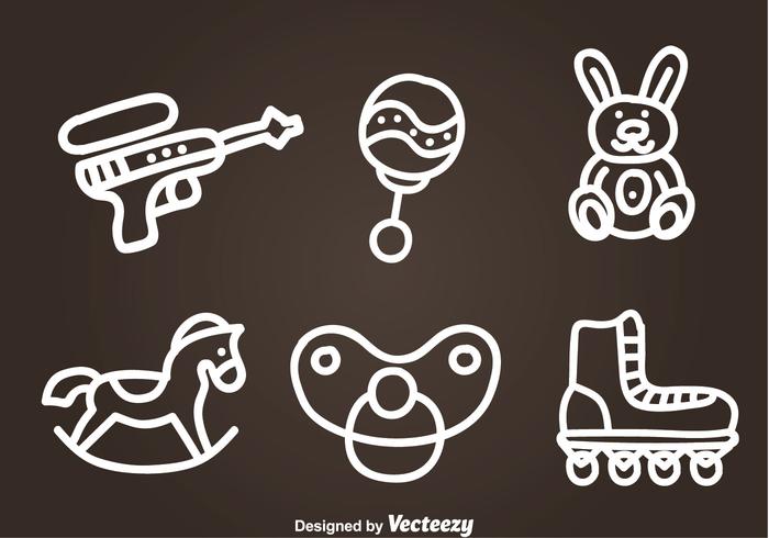 Juguetes de los niños Dibujados a mano iconos vectoriales vector