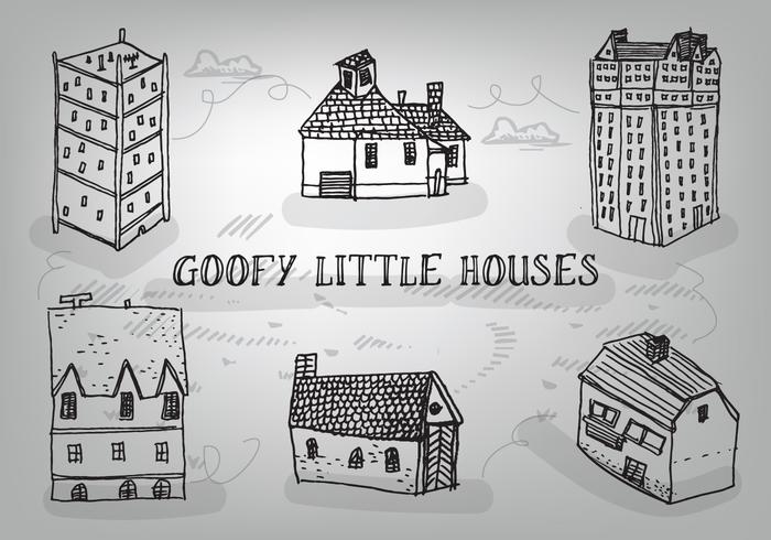 Free Hand Drawn Goofy Houses Vector Background