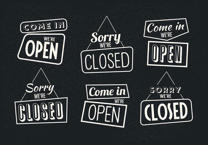 Vintage Sign Open and Closed Vectors