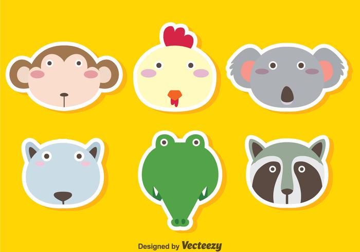 Cute Animales Face Vector establece