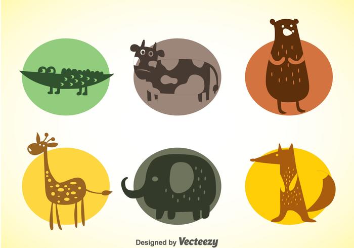 Animals Colors Icons Vector Set