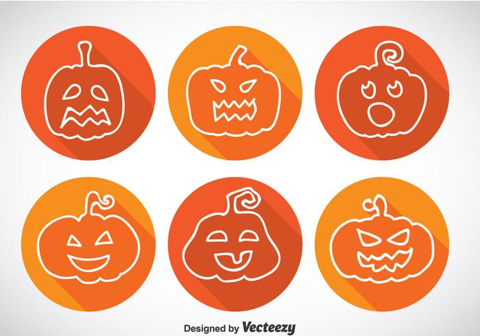 Iconos de la sombra larga de la calabaza vector