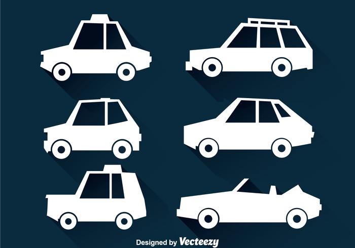 Iconos de coches blancos vector