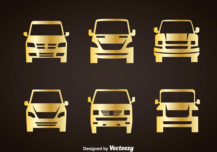 Cars Gold Icons vector