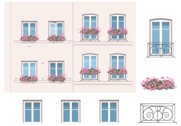 Architecture And Balcony Vector Elements Architecture And Balcony Vector Elements