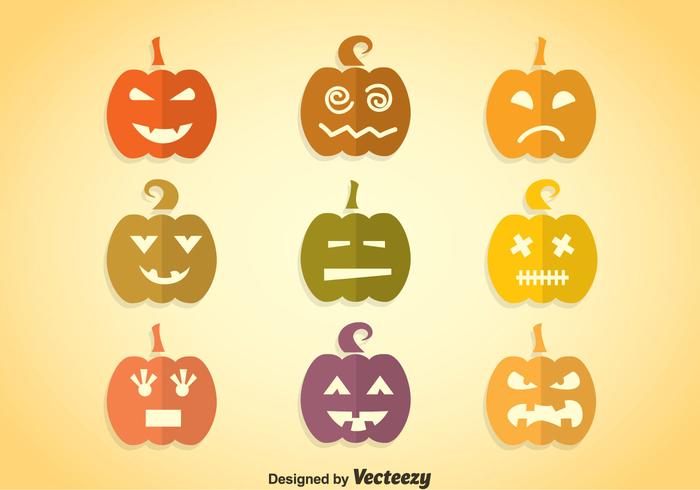 Iconos coloridos de la calabaza vector