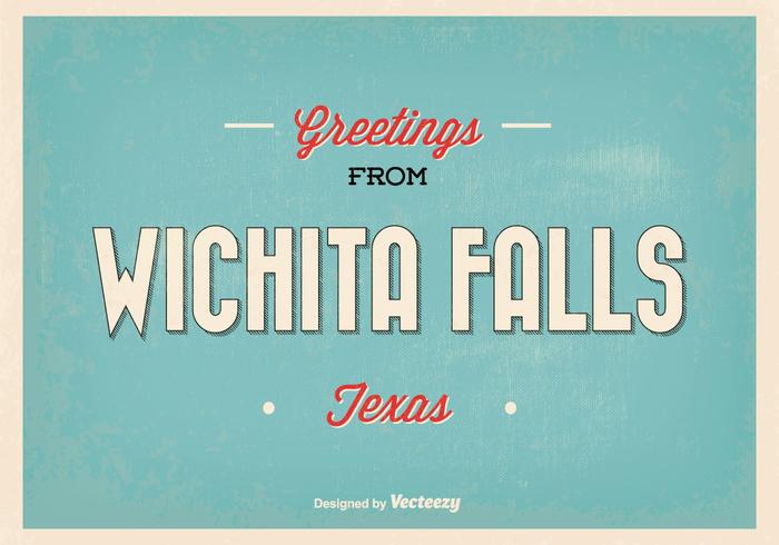 Retro Wichita Falls Greeting Illustration vector