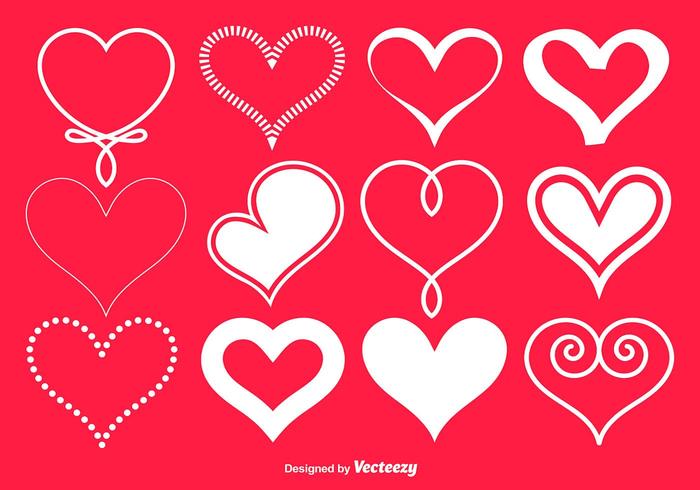 Vector White Hearts Collection