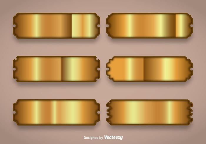 Vectores brillantes de la placa de nombre del oro