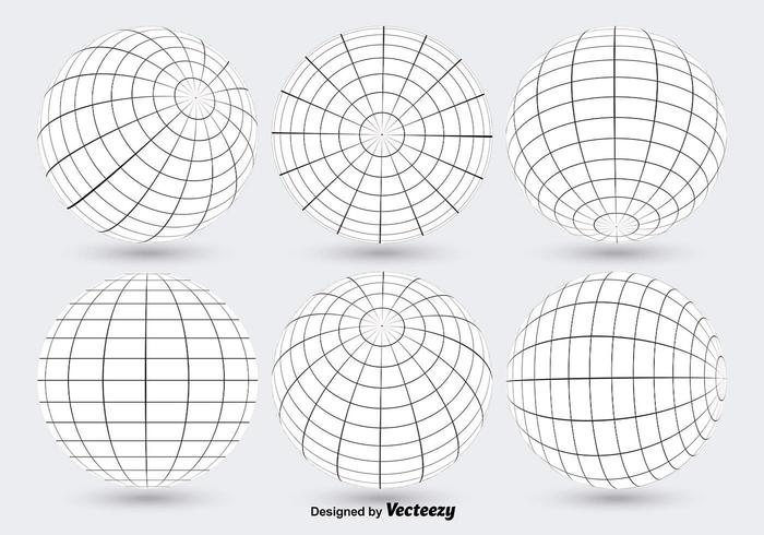 White Globe Grid Vectors