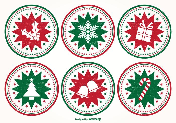 Distressed Style Christmas Stamp Set vector