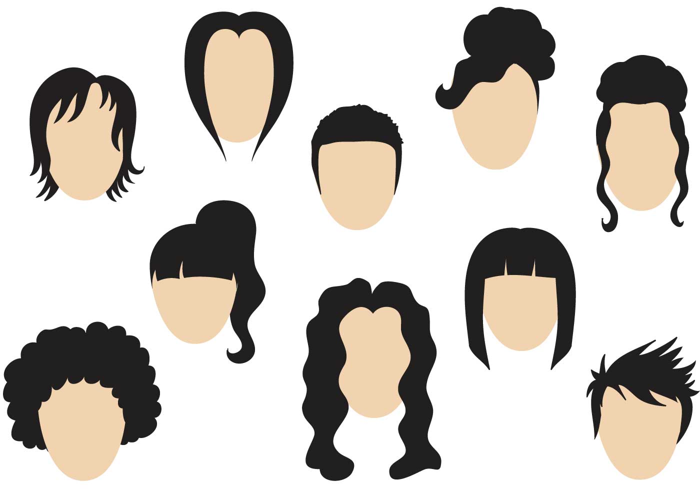 Hairstyles Cartoon / Cartoon Girls Hairstyles Vector Set Stock Vector