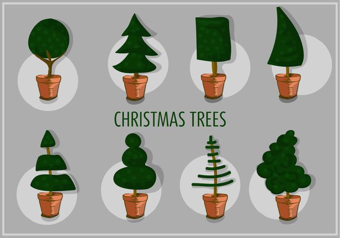 Free Set of Different Christmas Tree Vectors