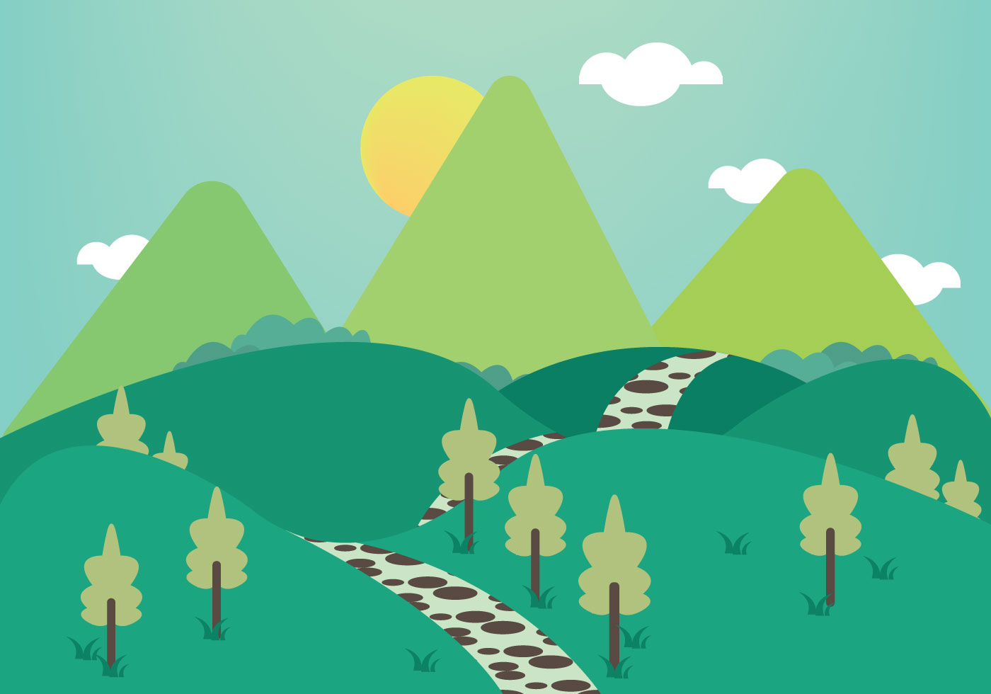 Free Stone Path Mountains Illustration Vector - Download Free Vector