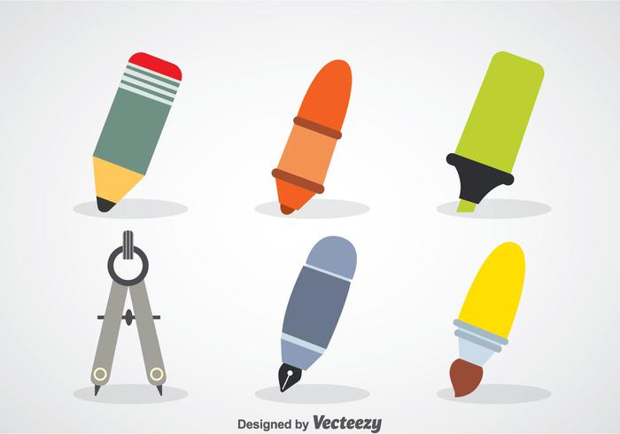 Stationary Flat Icons vector