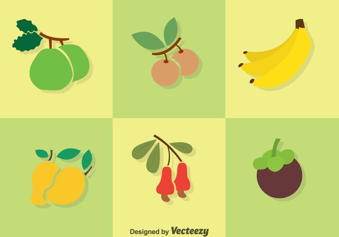 Frutas iconos de colores planos vector