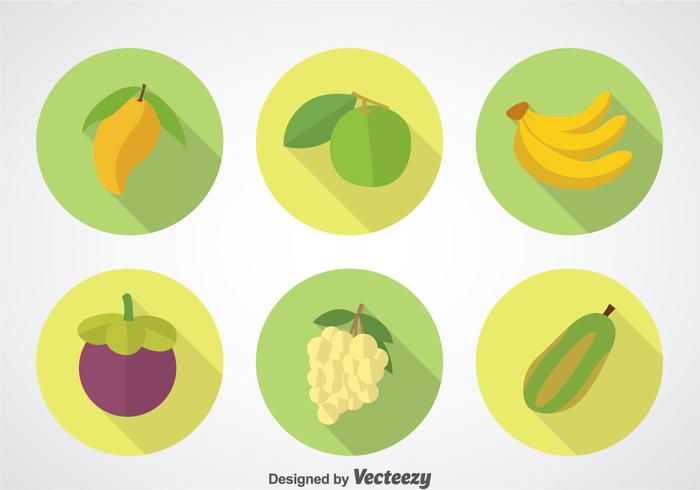 Conjunto de iconos de sombras largas de frutas vector